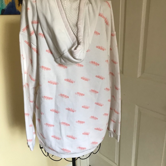 2x HOST PICK🎉ADIDAS ALL OVER LOGO HOODIE 2 SIDE POCKETS GENTLY USED CONDITION Sm - Picture 11 of 14